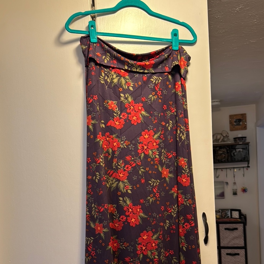 LuLaRoe Red Asymmetrical Pencil Maxi Skirt